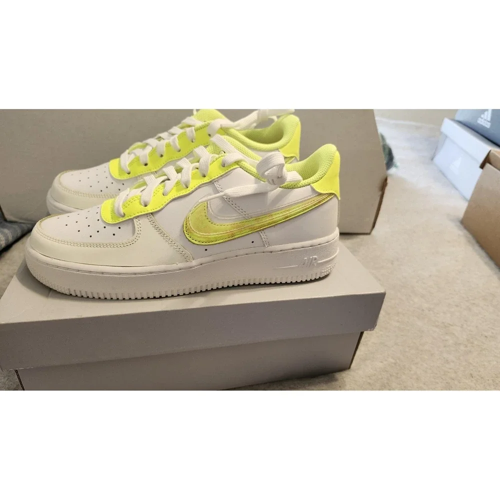 Nike Air Force 1 LV8 Shoes Youth Size 6.5Y White Volt Multi Color DV1680 100 New